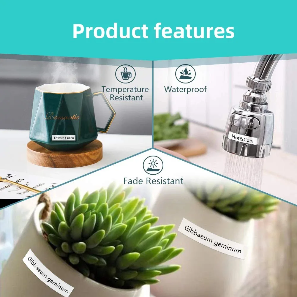 12 mm langlebiges laminiertes Etikettenband TZE231 TZE131 TZE631 kompatibel für Brother PT-H100 PT-H110 D600 710BT Etikettendruckerband