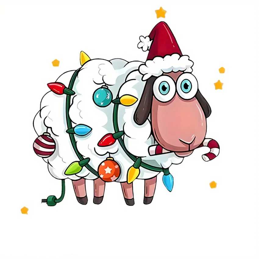 

1 шт., наклейка «Веселая рождественская овца» с украшениями для рождественских подарков и наклейка с акцентами для домашнего декора, подходит для наклеек для ноутбуков
