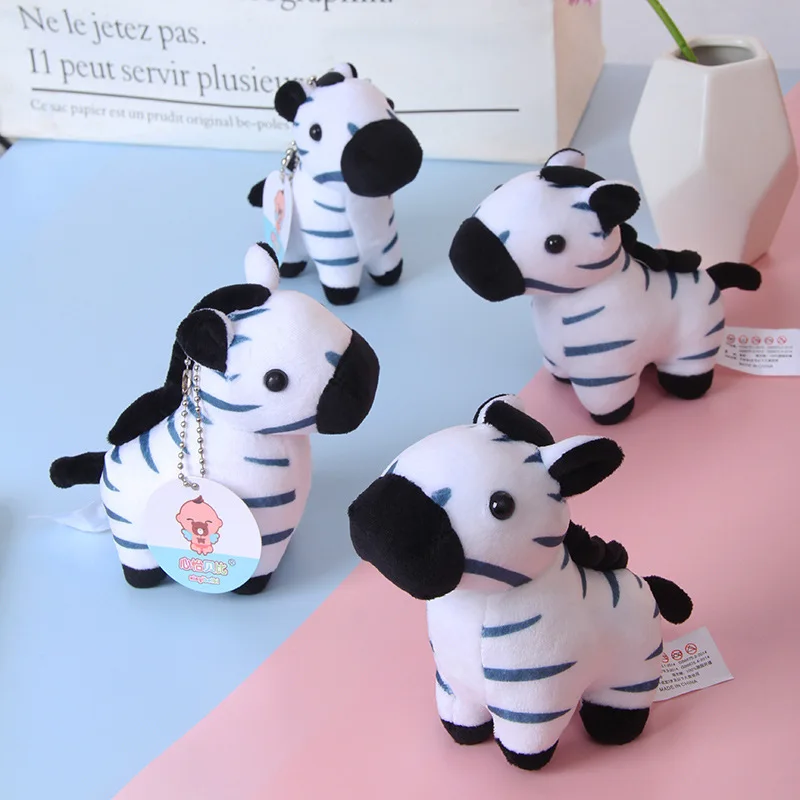 Zebra Stuffed Animal Horse Key Ring Cartoon Animal Hanging Decor Zebra Pendant Horse Plush Cute Pony Donkey Small Doll Kids Gift
