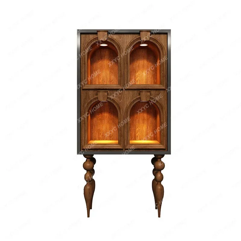 

A Retro shoe and bag display cabinet against the wall jewelry display high cabinet