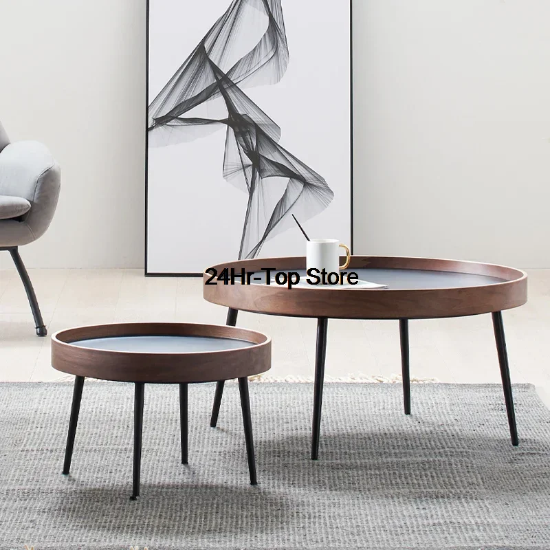 

Korea Cheap Clear Side Table Wood Designer Round Hotel Modern Coffee Table Living Room Minimalist Mesa Auxiliar Furniture