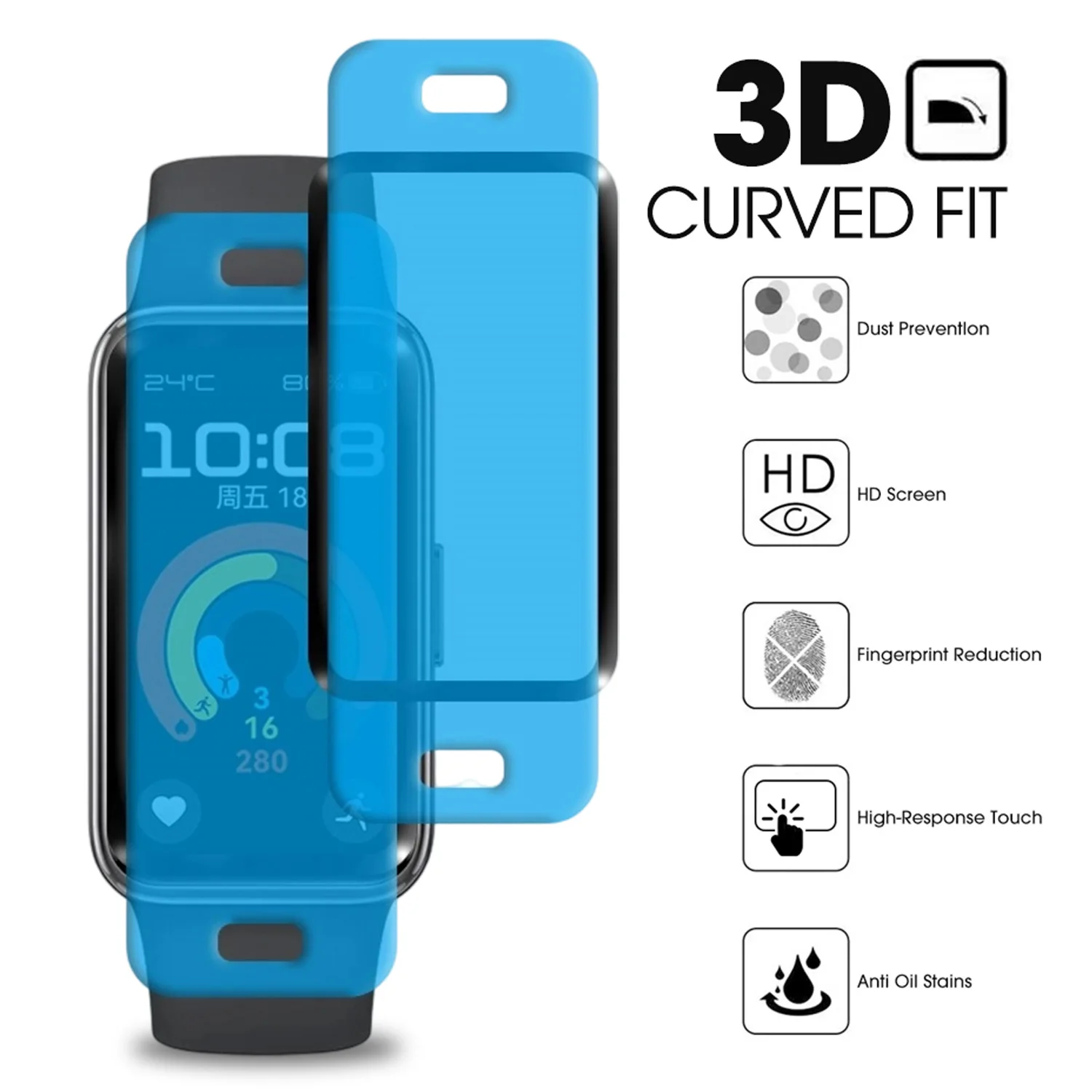 

1-3 шт. простая установка 3D изогнутая защитная пленка для экрана для Huawei Band 10 9, полное покрытие, защита от царапин из ПММА для Band10