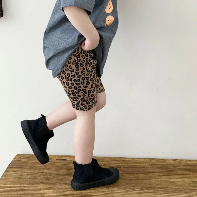 Kinder Shorts Leopardenmuster Leggings Yoga Stretch Hosen Kinderkleidung für Mädchen Jungen Shorts für Mädchen