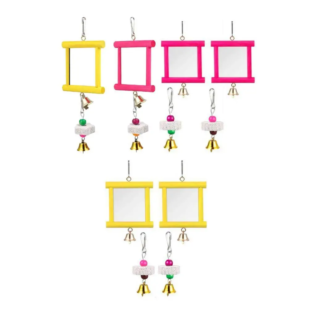 قطعتان من ألعاب مرآة الدجاج، لعبة التقطيع الخشبية منقار طحن الحجارة مع جرس للعب الأكواب