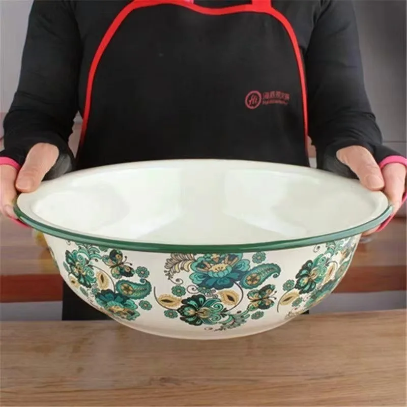 Bowls Plates Trays Modern Non-Toxic Enamel Basin with 35 Patterns for Home Washing Decor Handcrafted Enamel Artistic Appeal