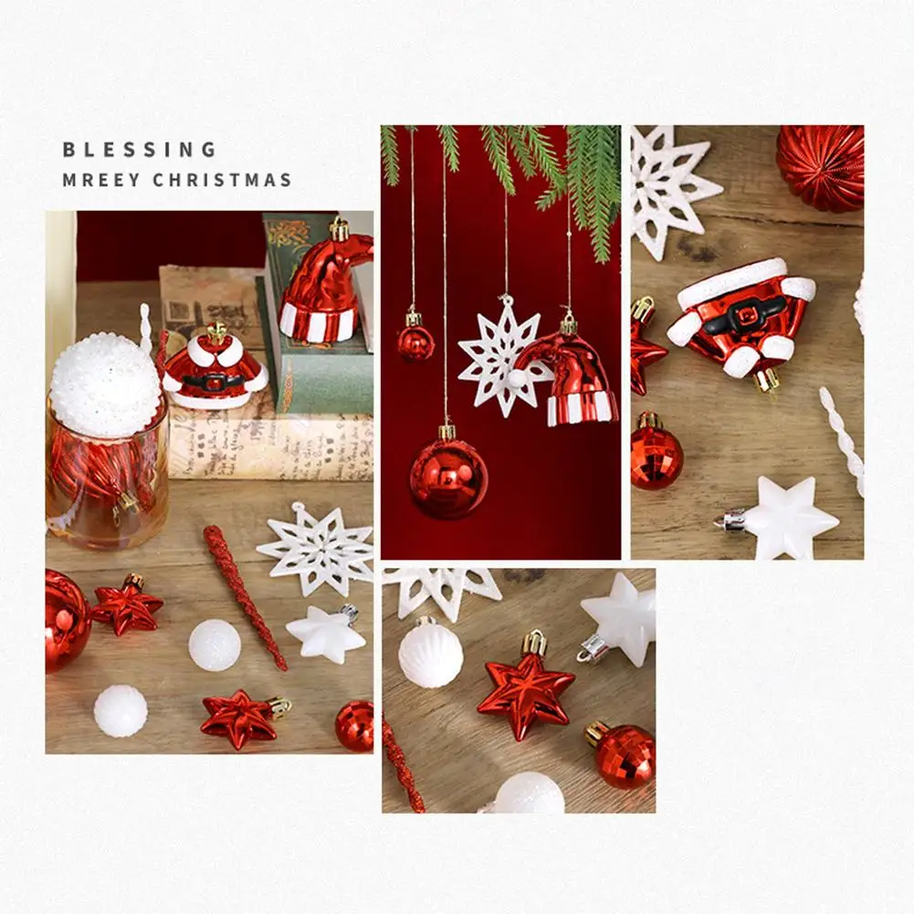 

Colorful 45pcs Christmas Ball Set Plastic Ornaments for Indoor Outdoor Tree Garland and Wreath Holiday Decoration