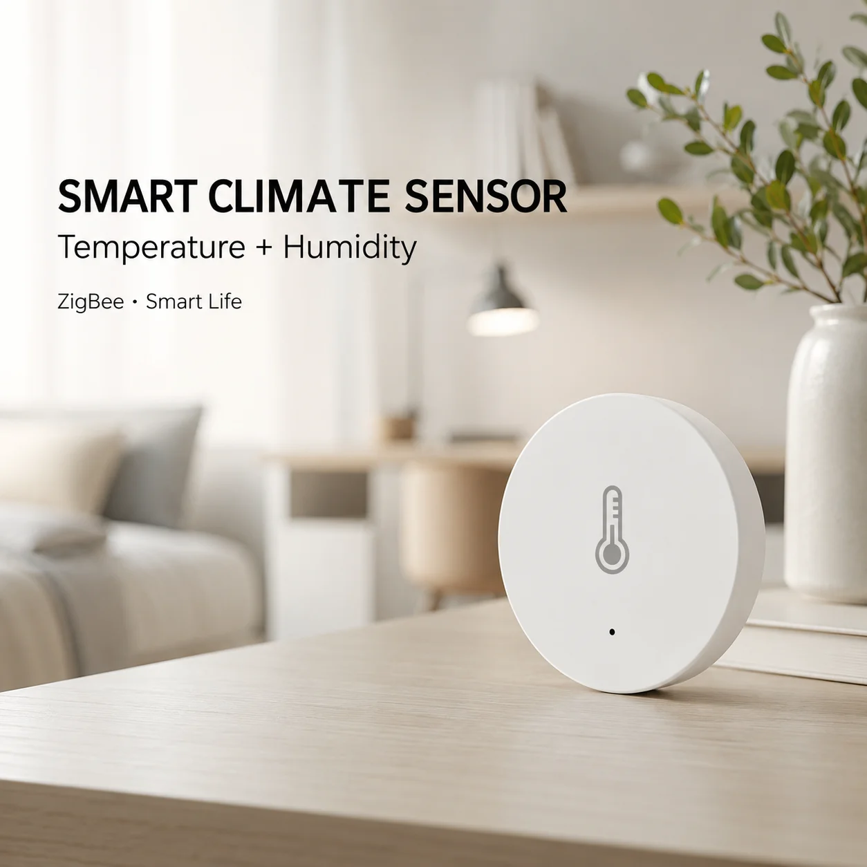 Tuya ZigBee Mini Temperature Humidity Sensor Smart Life APP Thermometer Hygrometer Compact Indoor Monitor for Bedroom Greenhouse