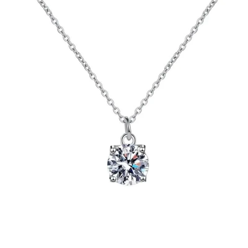 VeraPlatin	Daughter Birthday Gift 18K White Gold Girl Valentine's Day Necklaces 1CT Moissanite Diamond Women Wedding PT950 Plati