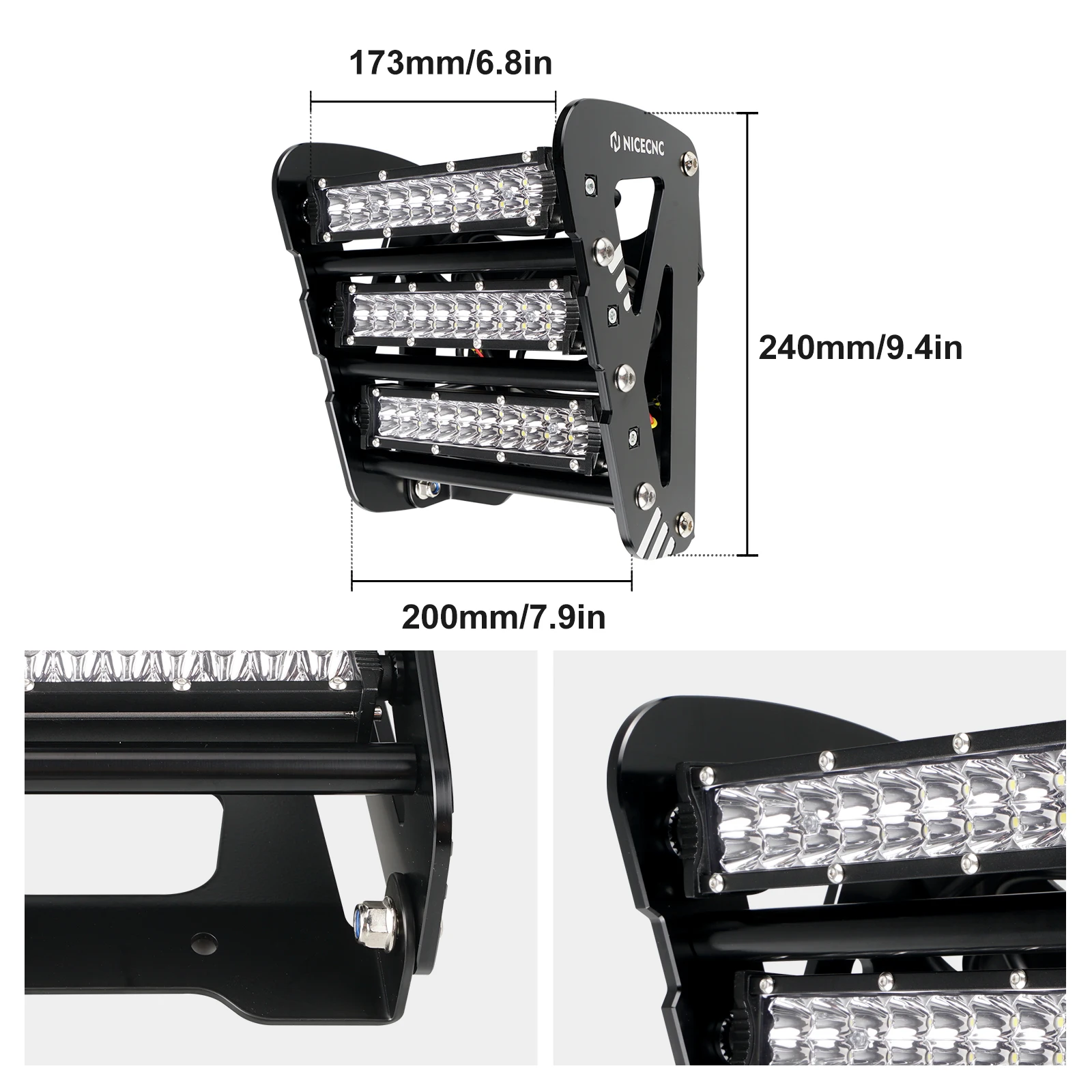 NICECNC For Raptor 700 ATV Front Bumper LED Lights Kit For Yamaha Raptor 700 700R 2013-2023 Waterproof 60W 2160 Lumens Aluminum - view 6