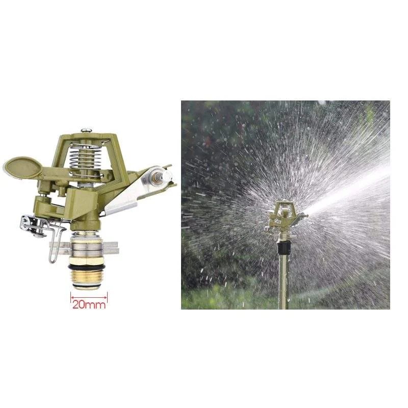 360 Rotating Metal Pulsating Sprinkler 1/2" 3/4" Rocker Arm Lawn Sprinkler for Garden Yard Agriculture Irrigation Watering Tool