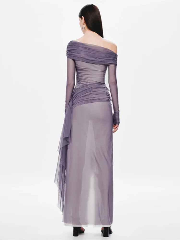 夏のカバーアップ女性水着長袖ローブ水着 2026 新しいパープルビーチホリデーマキシドレスカバーアップ