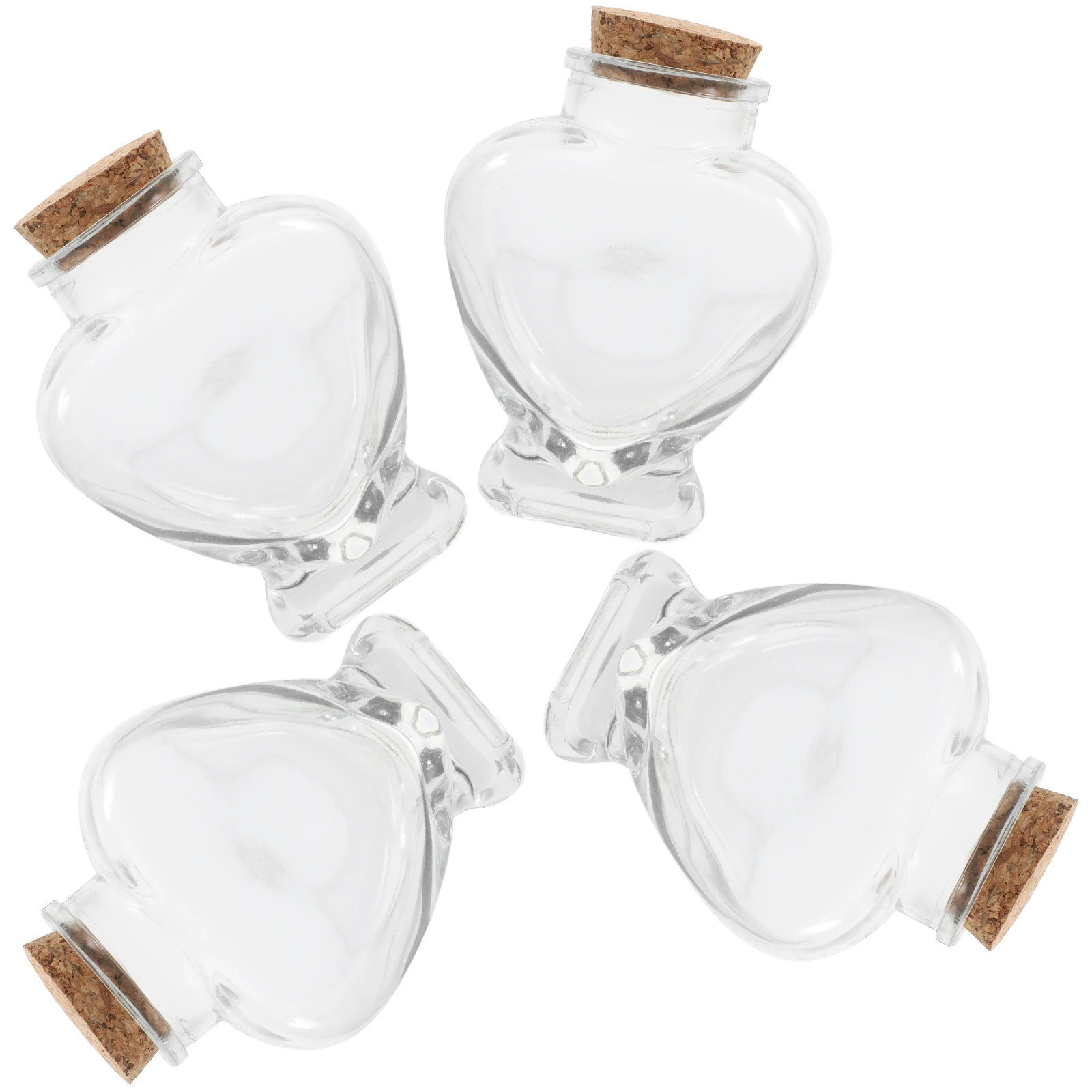 

4pcs Wishing Bottles 160ml Heart Shaped Glass Jars Cork Romantic Decorative Containers Honeymoon Valentine Gifts Keepsake Sand