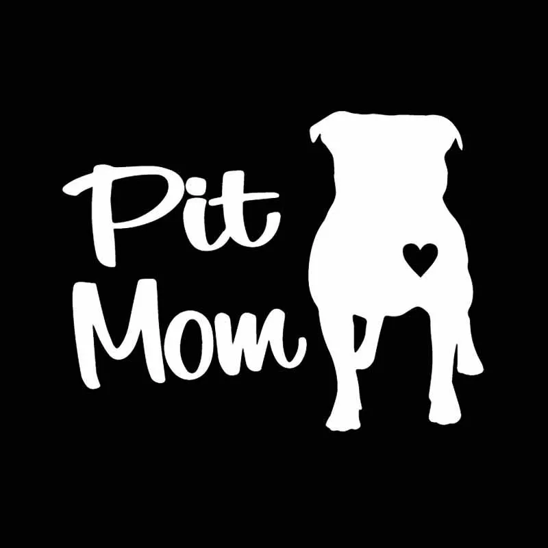 Funny Animal Vinyl Decal Car Sticker Pit Mom Pit Bull Pitbull Dog Black/Silver 15cm*11cm