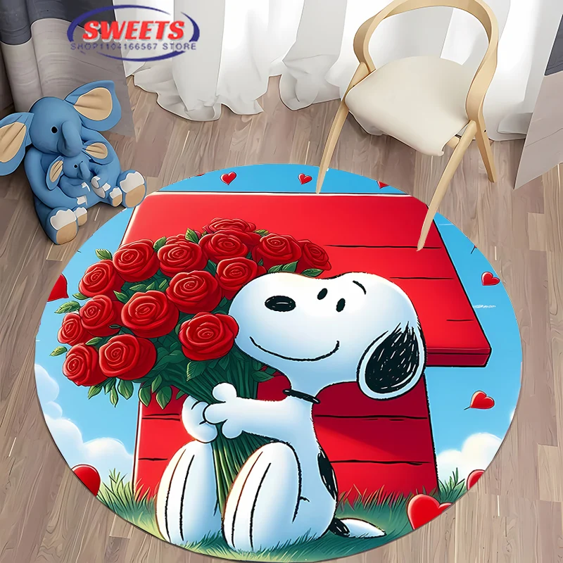 

Круглый ковер с героями мультфильмов Beast Kingdom Snoopy для детской гостиной, ковер для кемпинга, пикника, противоскользящий коврик, коврик для йоги, коврик для пола