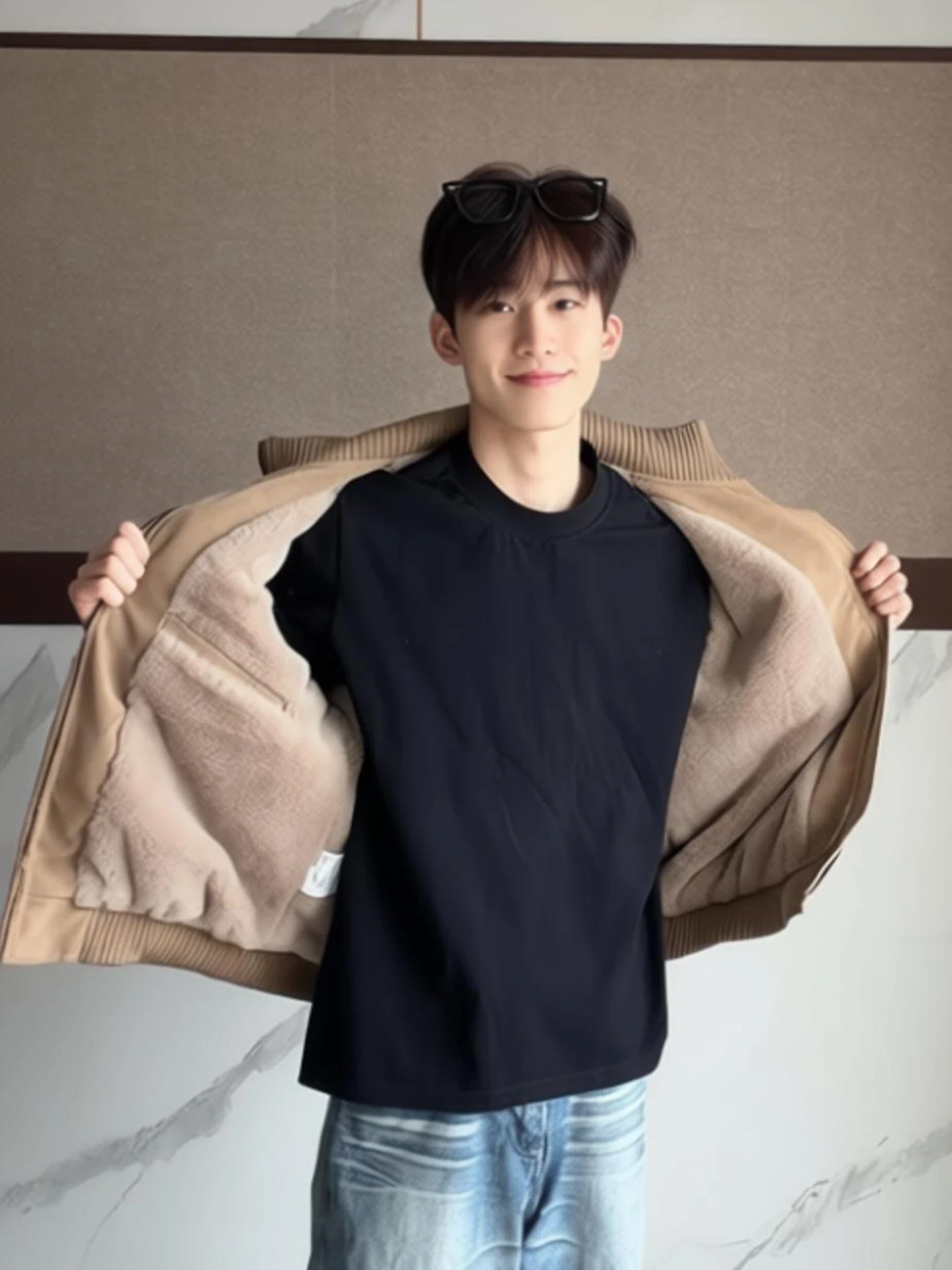 

i Fce Lined Leather Jaet Men's Winter Baseball Sle ort Coat Casual Loose Fit Warmth Zipper Closure Cotton Coat