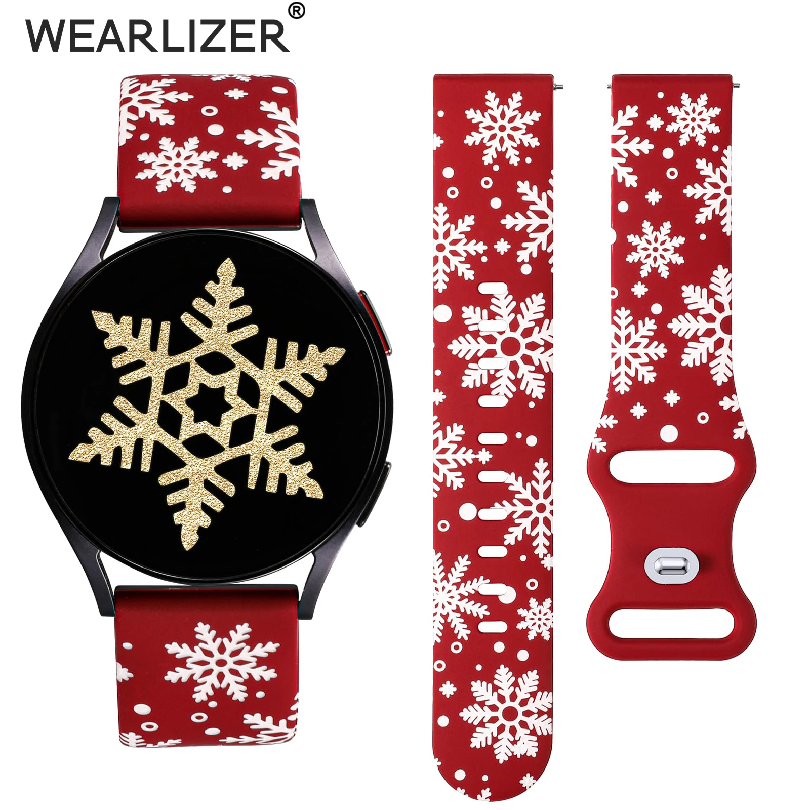 

Wearlizer Christmas Floral Engraved Band for Samsung Galaxy Watch FE/7/6/5/4 Women Silicone Fancy Cute Strap for Watch 6 Classic