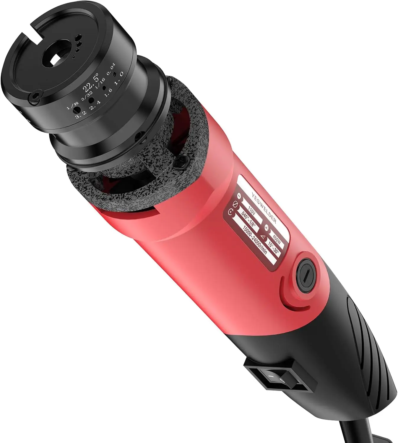 

Tungsten Electrode Sharpener for TIG Welding, 110V Handheld Electric Grinder with 4 Sizes, 3 Angles, Flat Grinding Block & Cut-O