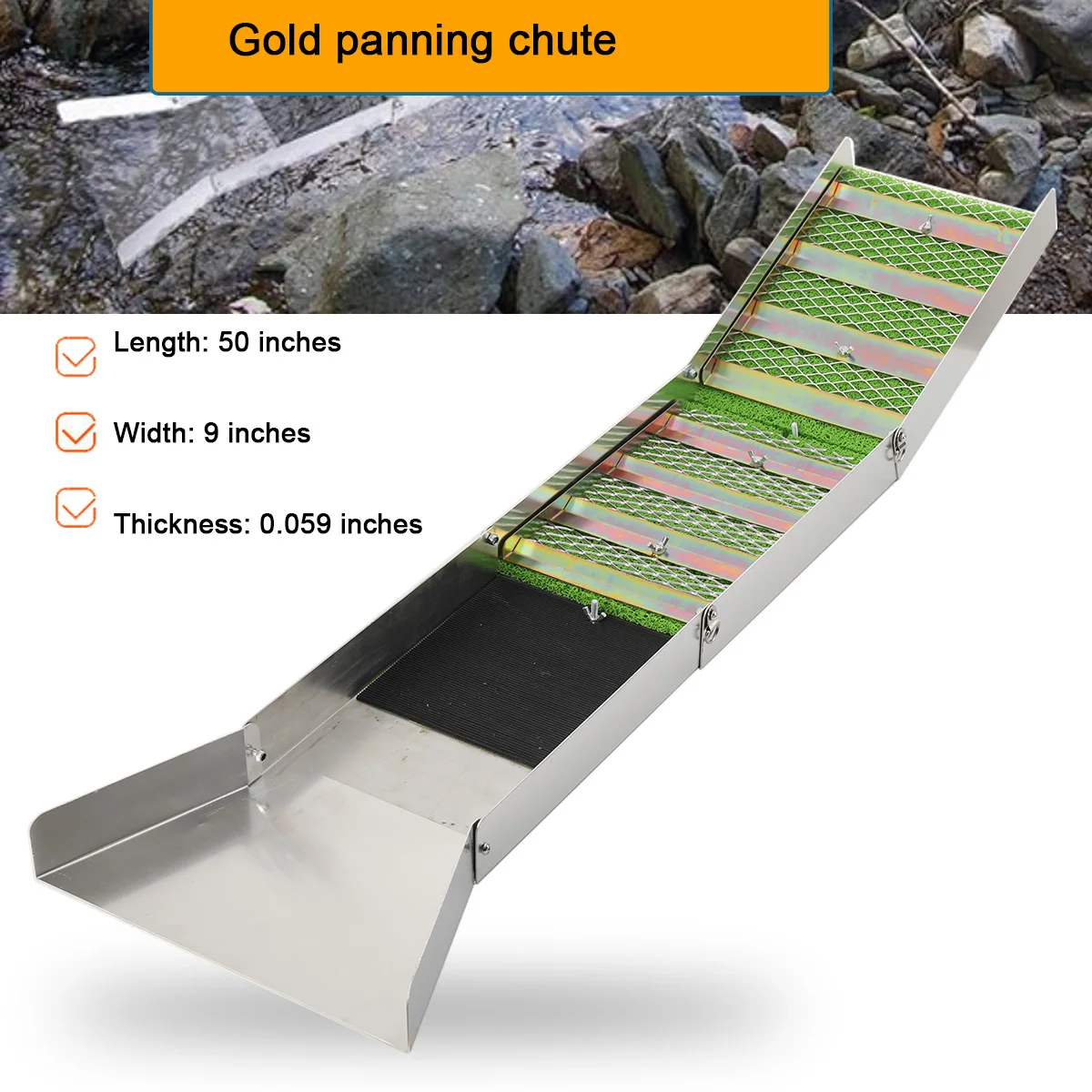 Image of Faltbare Goldwaschrinne aus Aluminiumlegierung – Hochwertiges, tragbares Goldschürf- und Aufbereitungswerkzeug für die Goldgewinnung