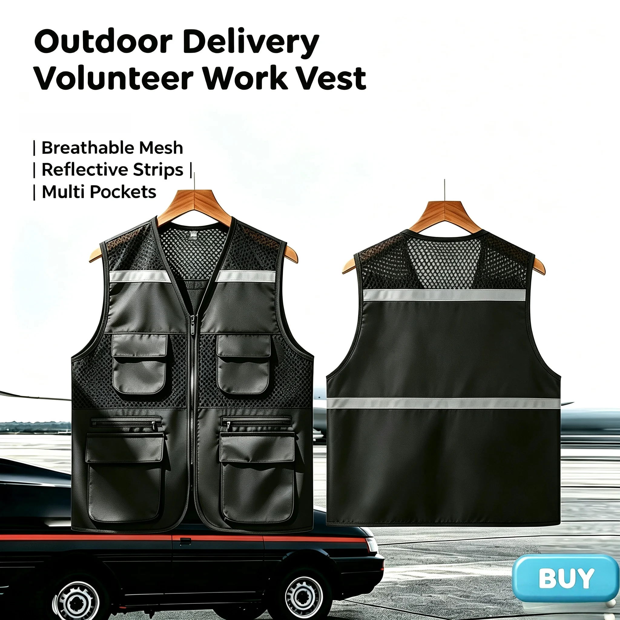 New Summer Thin mesh quick-drying Vest Multi-pocket Outdoor  Fishing Construction sites Volunteering courier Vest Printing LOGO