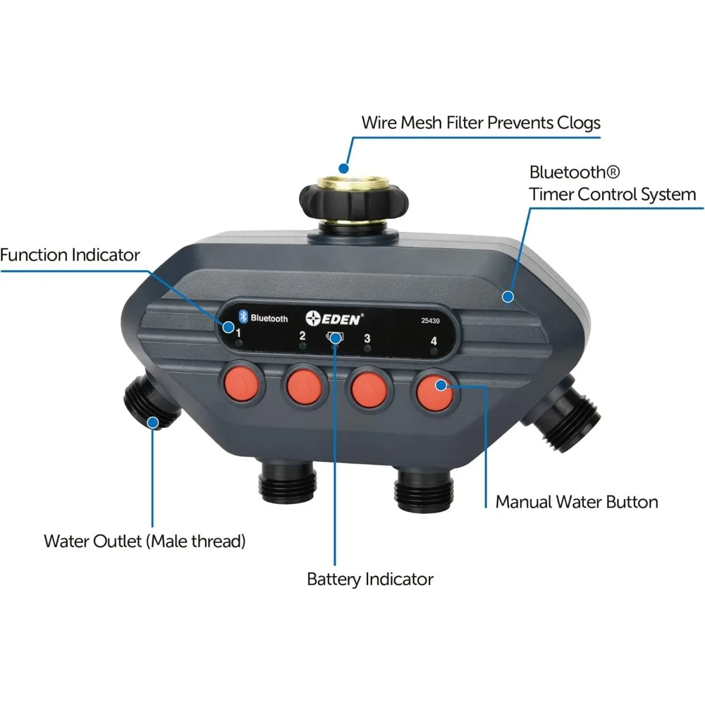 93443 4-Zonen-Bluetooth-Wassertimer |, Edelstahls ch eiben