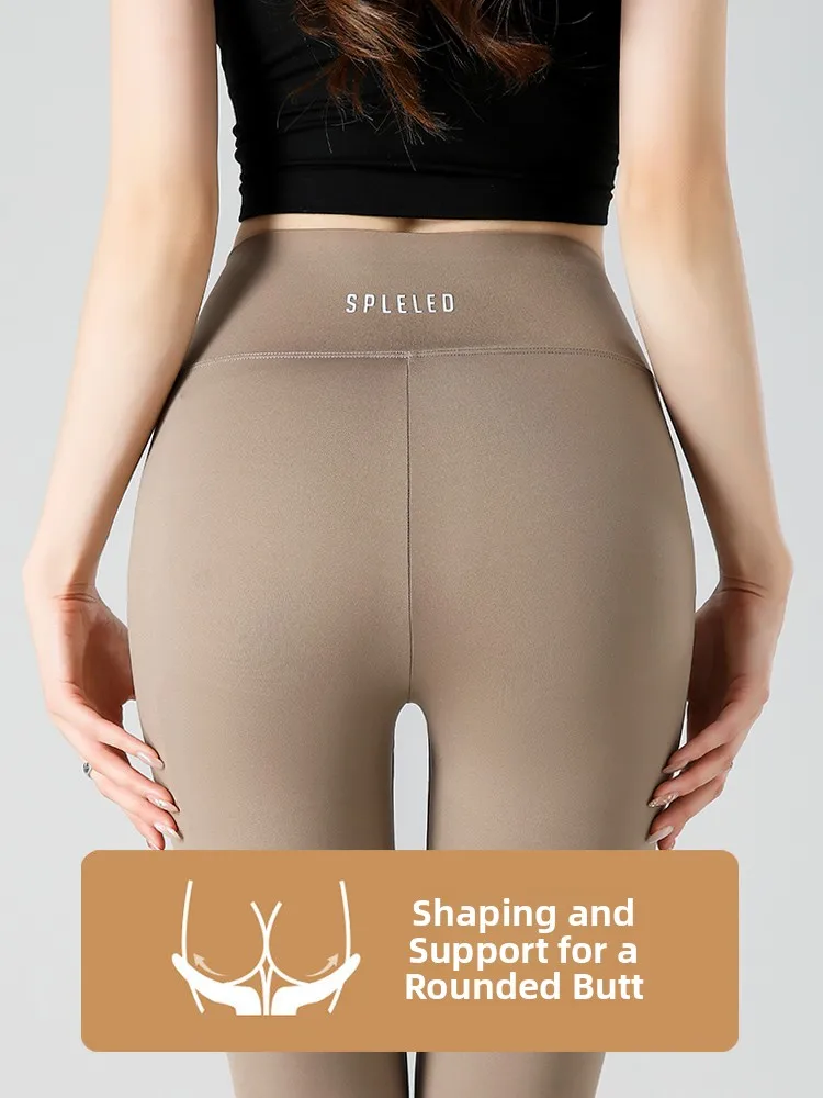 กางเกงโยคะควิ ดราย ฟิต สำหรับผู้หญิง เอวสูง กระชับ เหมาะสำหรับวิ่ง ออกกำลังกาย ใส่เล่นกีฬา ฤดูร้อน  รุ่นเซเว่น-ไฟว์ ชุดออกกำลังกาย