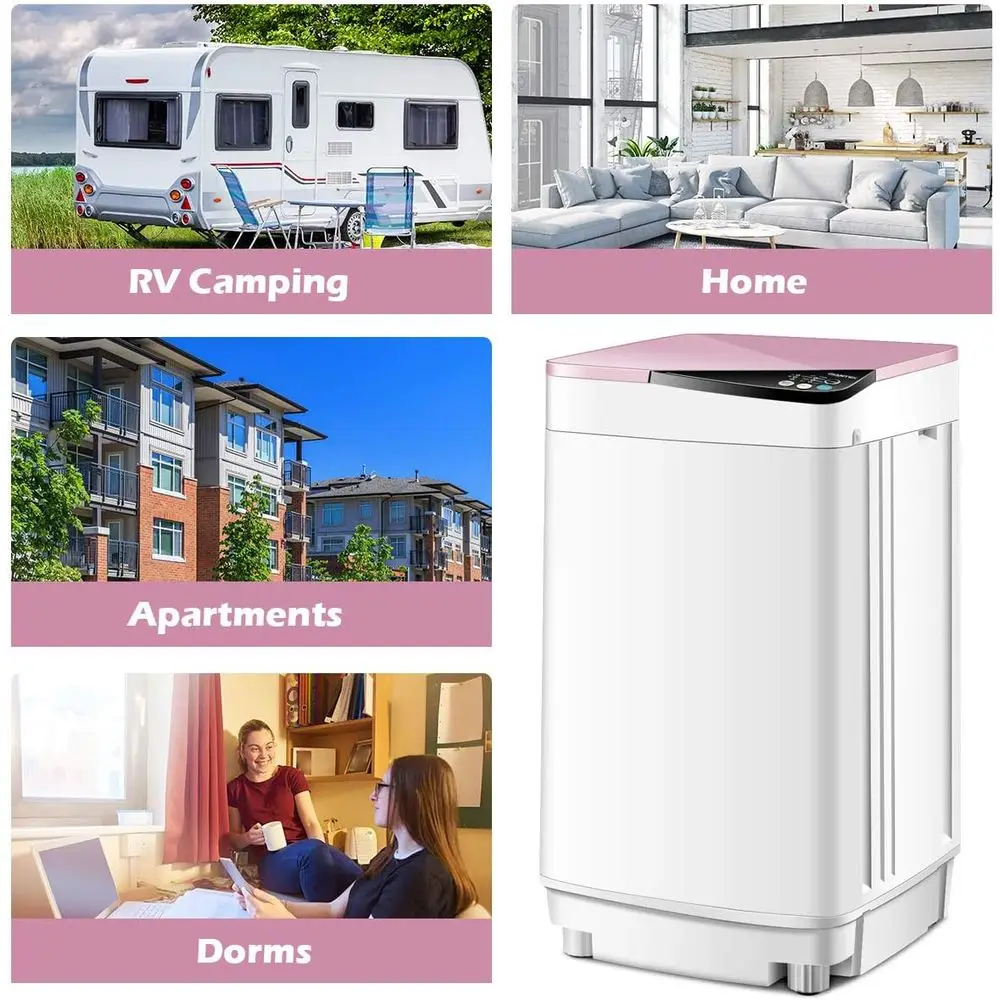 Máquina de Lavar e Secar Roupa Portátil Totalmente Automática com Capacidade de 7,7 lbs e Luz de Barril Integrada