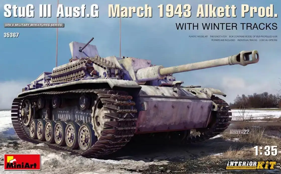 MINIART 35367 1/35 Scale StuG III Ausf. G March 1943 Alkett Prod. w/ Winter Tracks. Interior Kit