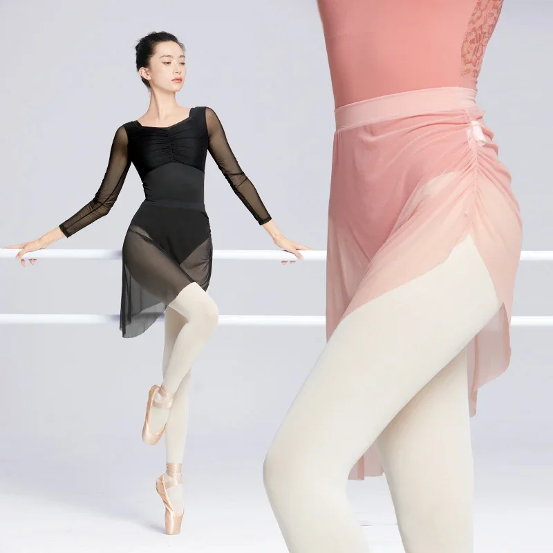 성인 발레 스커트 짧은 튤 댄스 연습 스커트 여성용 소프트 바디 쉐이핑 트레이닝 시험 의상