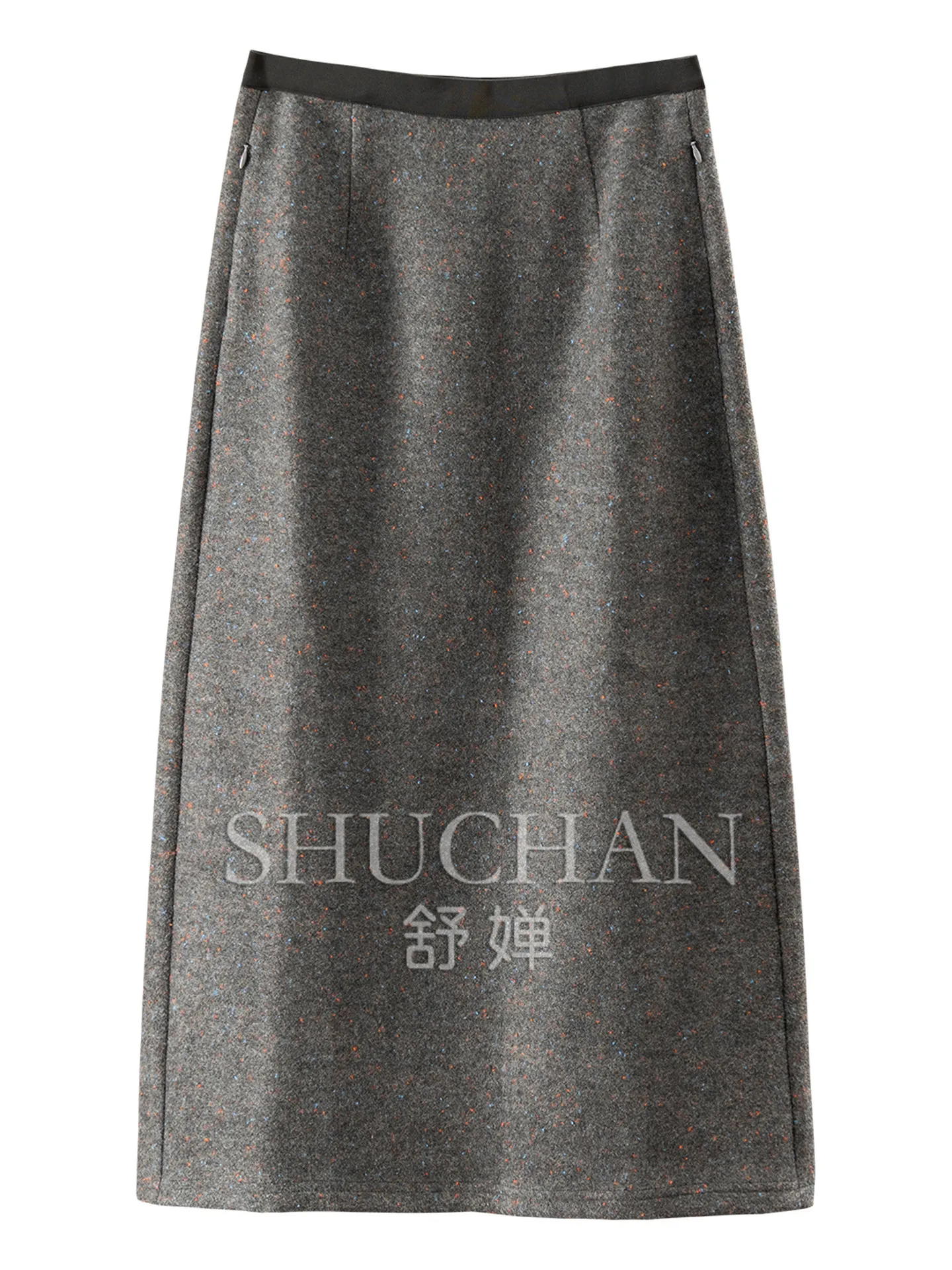 Autumn and Winter Wardrobe Skirt Winter 2026 Contains Wool Colored Dot Yarn Back Split-ended Woolen Skirt E360