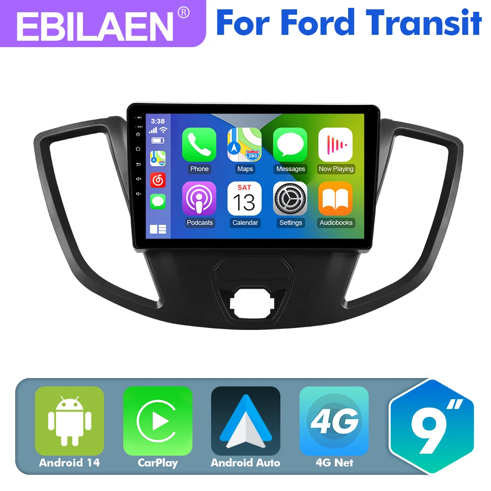 

2026 НОВИНКА! 9-дюймовая автомагнитола на Android 14 для Ford Transit 2015-2018, мультимедиа, Carplay, Android Auto, GPS, стерео, DSP, камера, 2din, Wi-Fi+4G