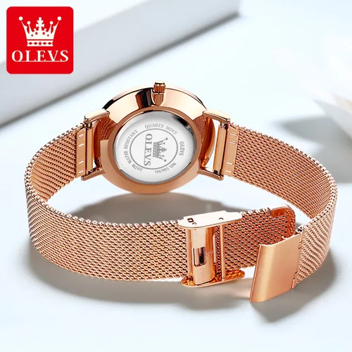 Imagen 2 del producto OLEVS-reloj Milanés con correa de malla para mujer, cronógrafo de cuarzo resistente al agua, sencillo y versátil, Pulsera Original, 5869
