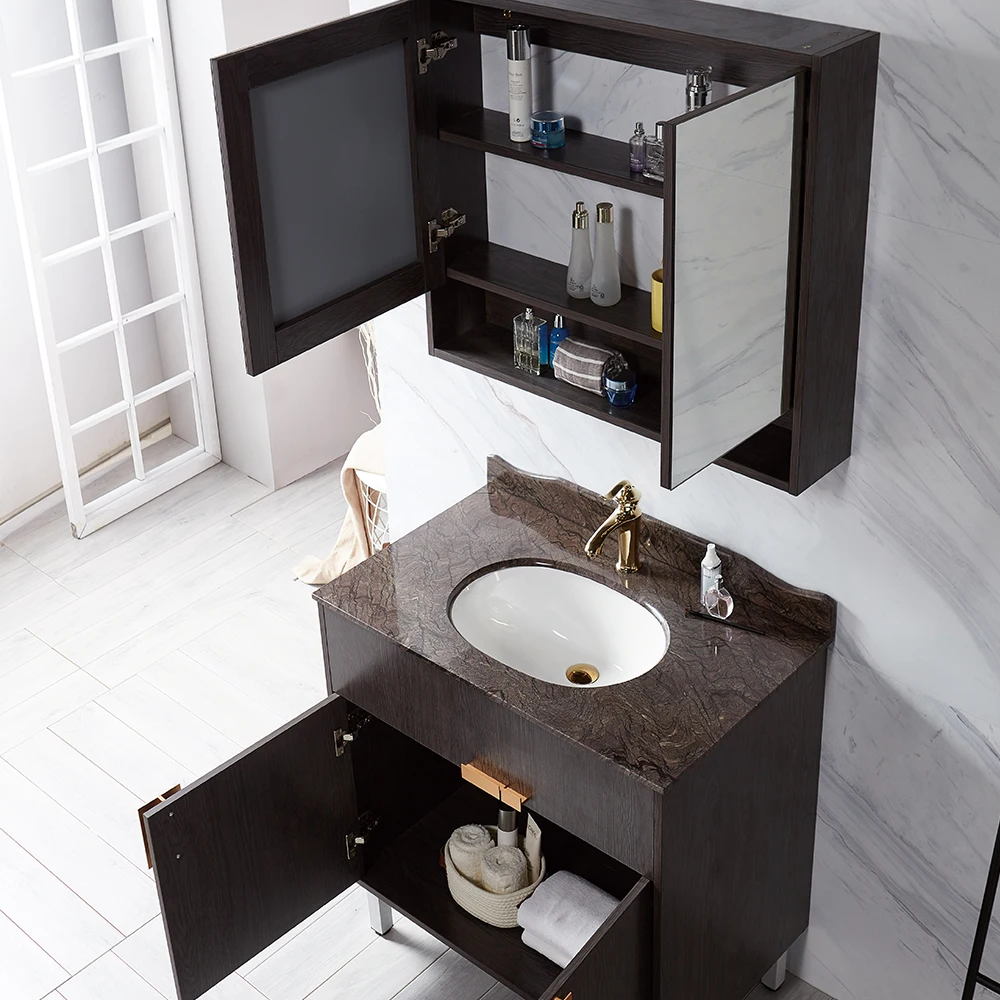 Bathroom Floor Standing Cabinet Vanity Storage Organizer With Mirror Cabinets
