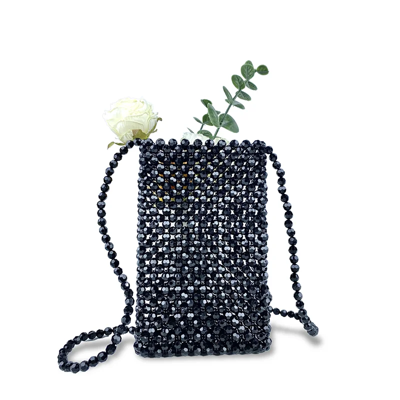 Advanced sense Instagram style acrylic phone bag, hand woven string mini bag, diagonal cross bag, single shoulder bag