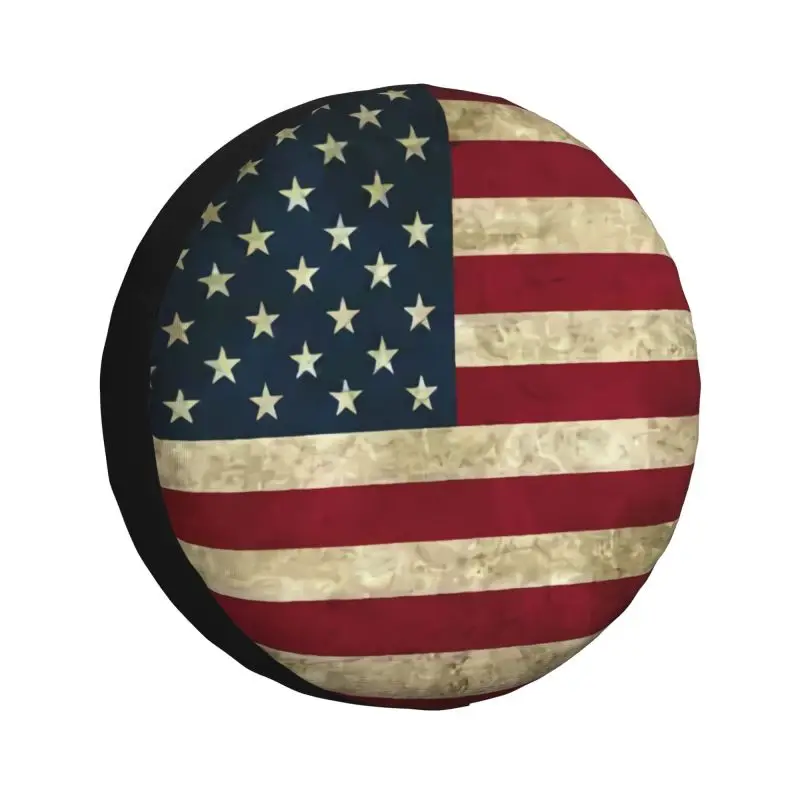 Custom USA American Flag Tire Cover 4WD 4x4 Trailer USA Rustic Spare Wheel Protector for Toyota Land Cruiser Prado 14\