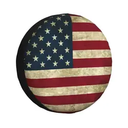 Custom USA American Flag Tire Cover 4WD 4x4 Trailer USA Rustic Spare Wheel Protector for Toyota Land Cruiser Prado 14