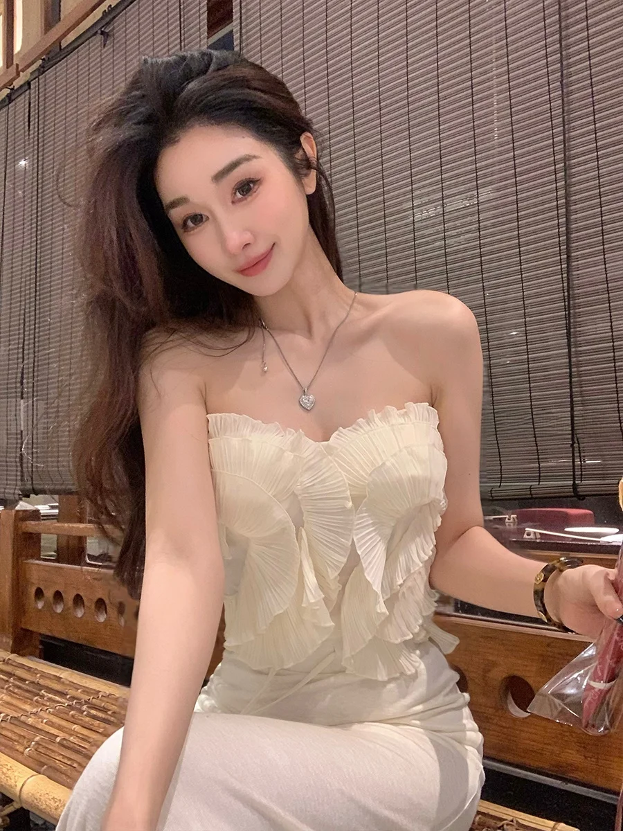 

Женский топ Achi с белой кружевной отделкой, открытыми плечами, шифоновыми вставками в форме лепестков и эффектом «чистого желания»