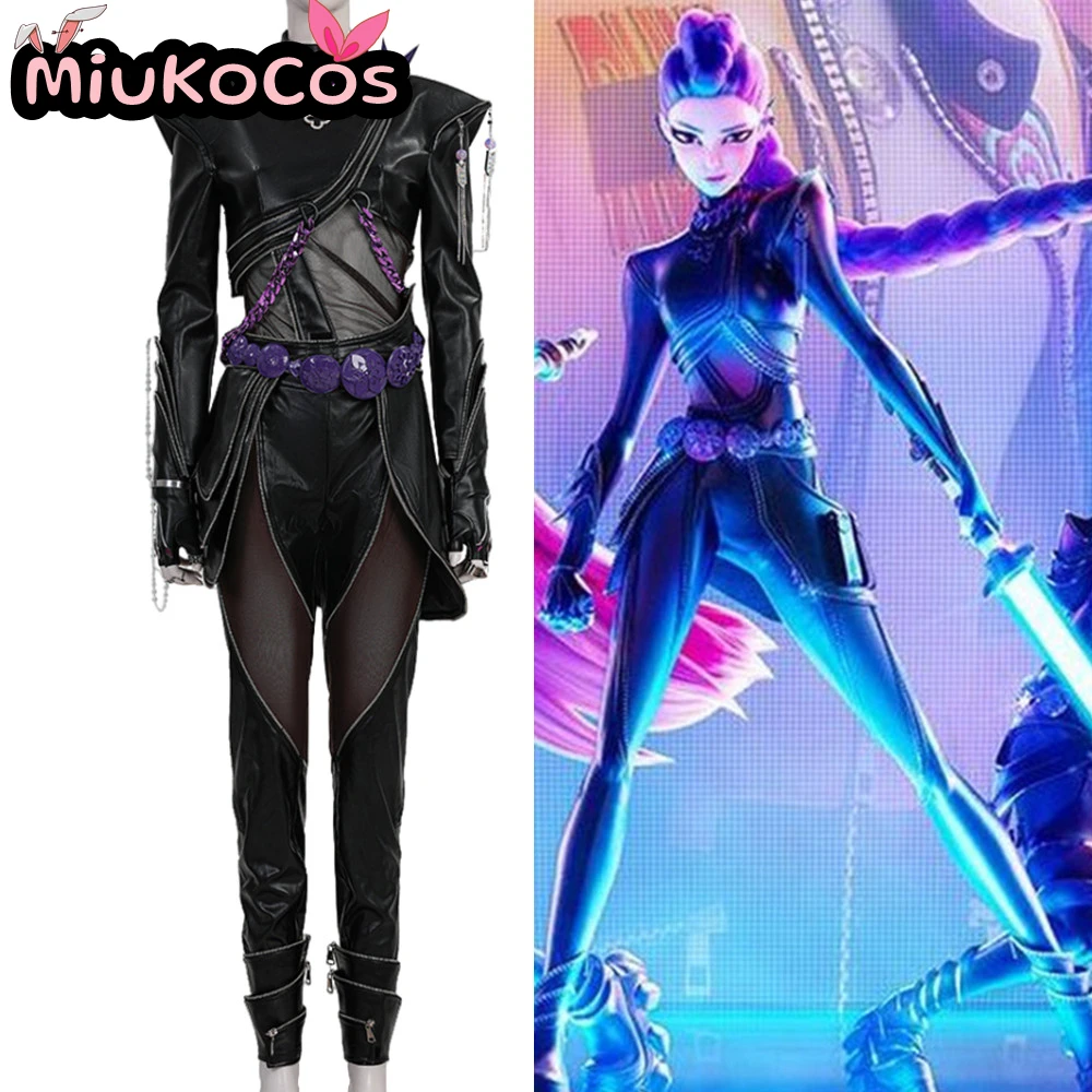 Disfraz de cuero ajustado negro Rumi, traje de escenario para cantar, disfraz de Cosplay, edición Premium MiuKoCosplay KPop Demon Hunters, Cosplay