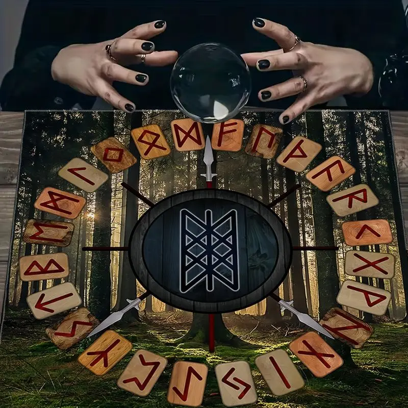 Nordic Forest Rune Taliot Tablecloth Altar Divination Spiritual Underworld Desktop Layout 50 75 110 137cm