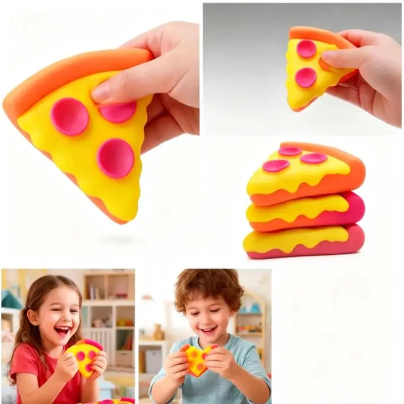 Stress Relieving Pizza Kneading Toy Soft Squeeze Ball Effective for Anxiety for Adults and Kids Therapy Play