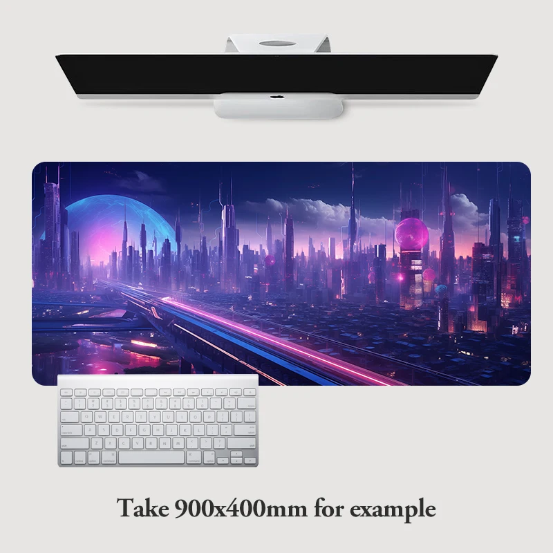 900x400MM  XXL Computer Mousepad Gaming Mouse Pad Punk Style 80x30cm Cyberpunk Game Mat Neon City Table Cover PC Gamer Dest Mat