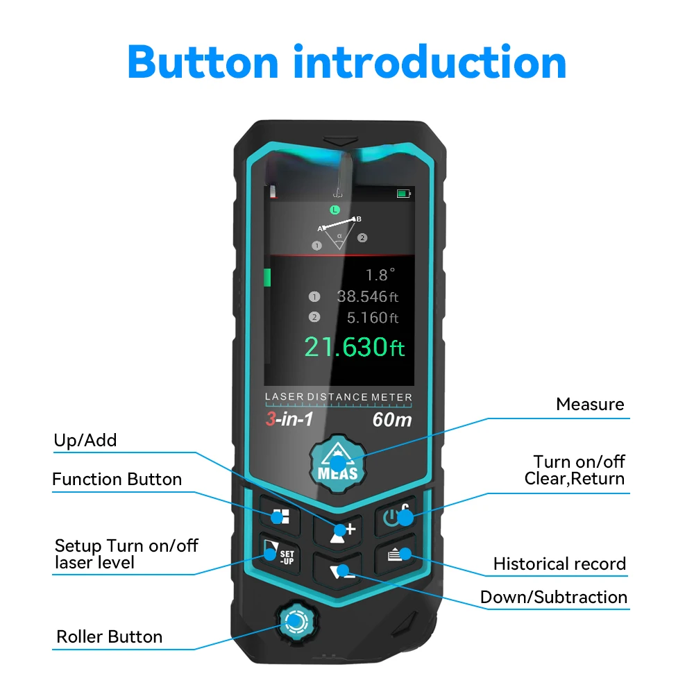 Mileseey R2B 100m Rechargeable Battery Laser Distance Measurer IP65 Laser Distance Meter