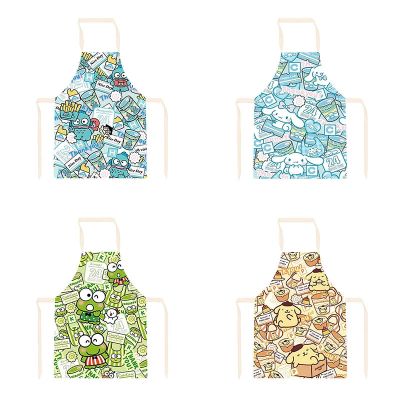 

Лоскутные фартуки с персонажами Sanrio, кухонные принадлежности с ярким и милым узором, милая кухонная одежда