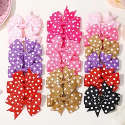 2pcs Girls Cute Printing Dot Bows Hair Accessories Hair Clips Handmade Bows Clips Hair Pin Kawaii Child Accessories