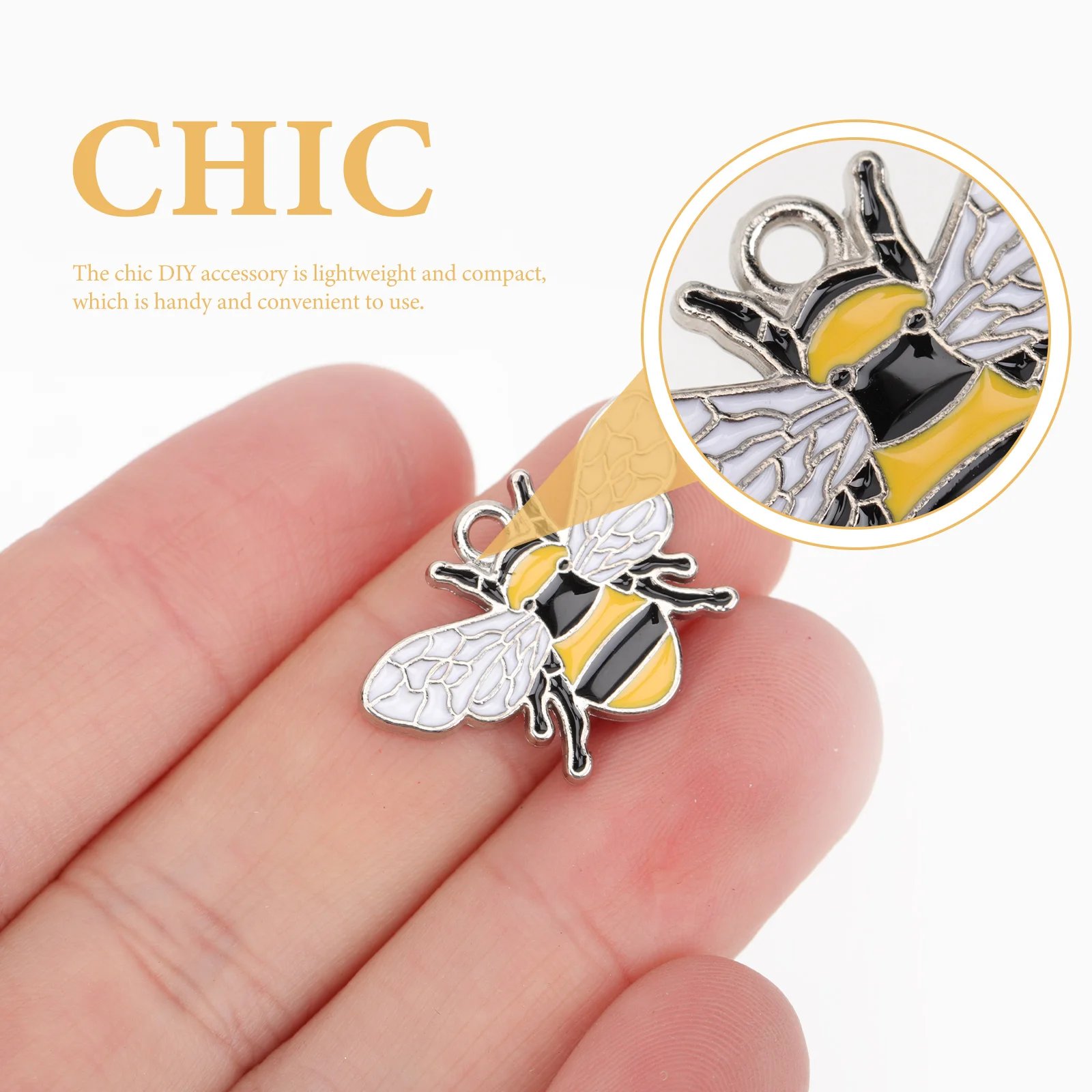 

20pcs Alloy Pendant Accessories DIY Yellow Bee Charm Jewelry Decorations Crafts Making Supplies Lightweight Practical