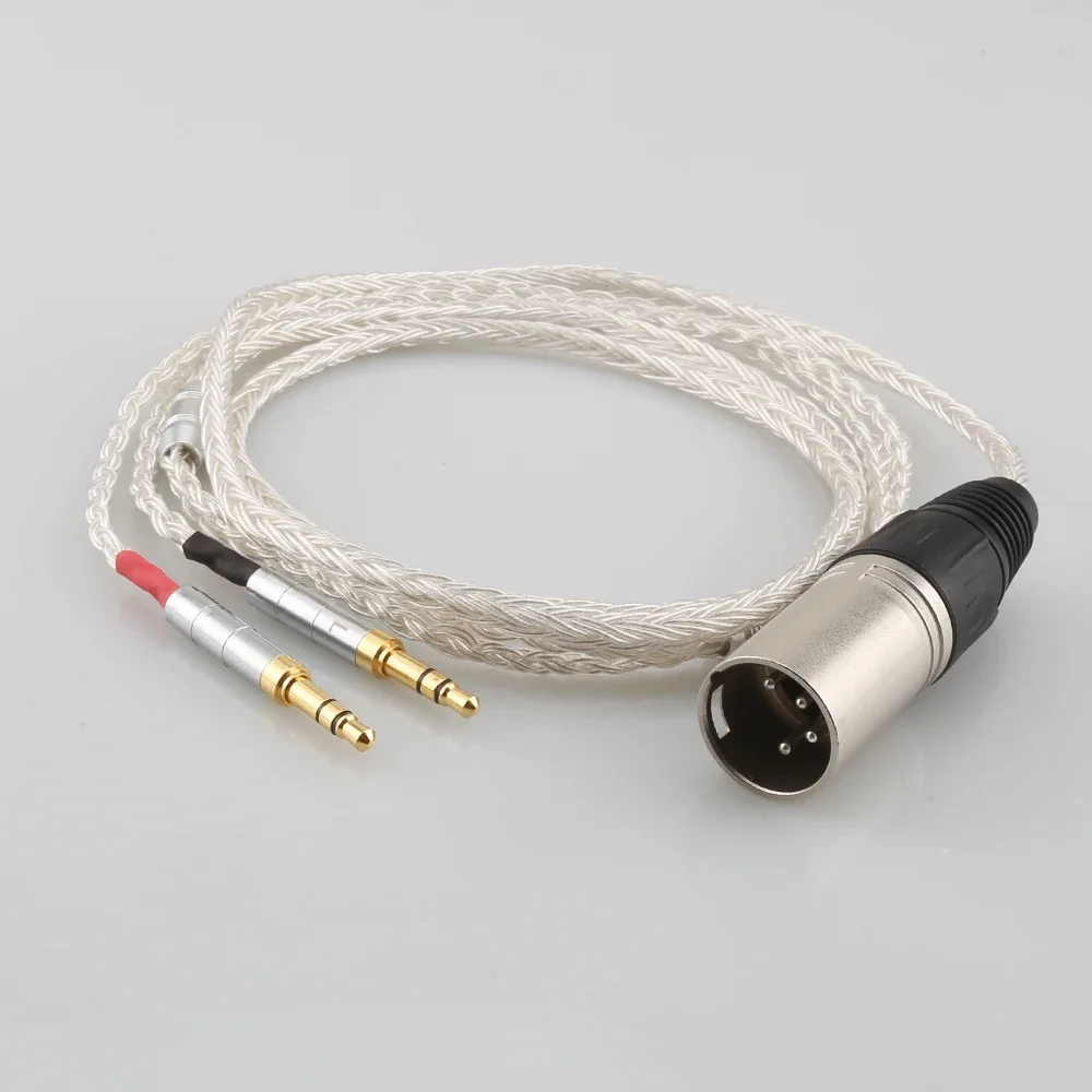 4-pin XLR Balanced Male 16 Core OCC Silver Plated Headphone Upgraded Cable for Denon AH-D600, AH-D7200, AH-D7100, Focal Elear