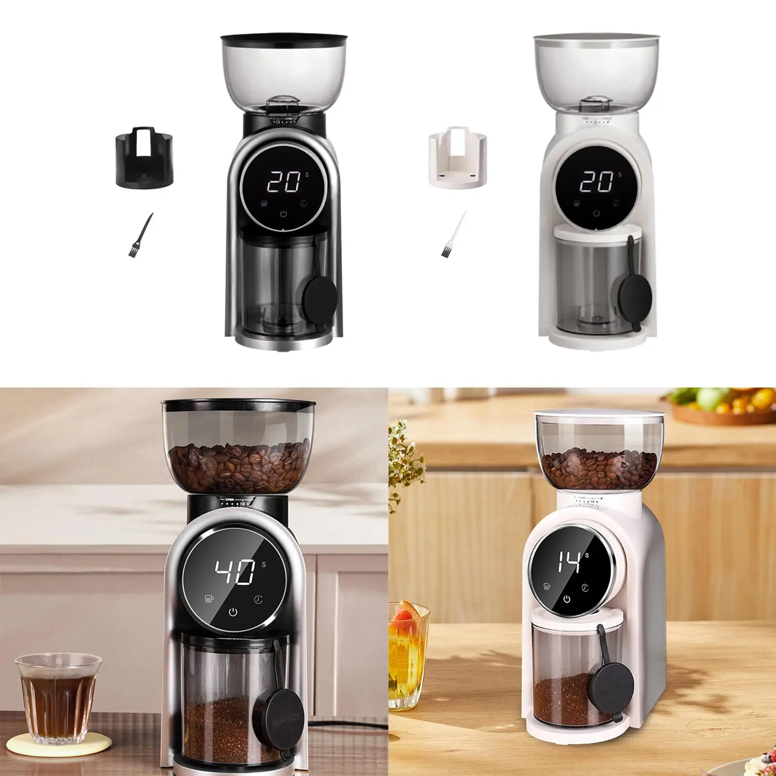 

Electric Coffee Grinder for Beans Multi Settings Smart Display Espresso Bean Grinder 5-14S 25 Gears Adjustable Burr Mill Grinder