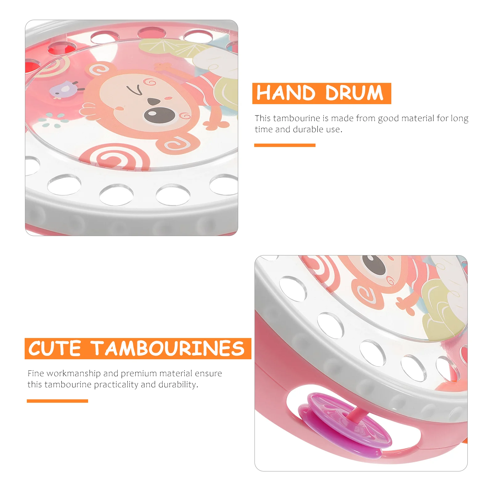 Children Clapping Tambourine Musical Instrument Hand Drum Toy Cute Tambourines Handheld