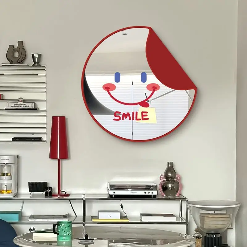 Smiley mirror creative makeup mirror hanging picture decorative mirror