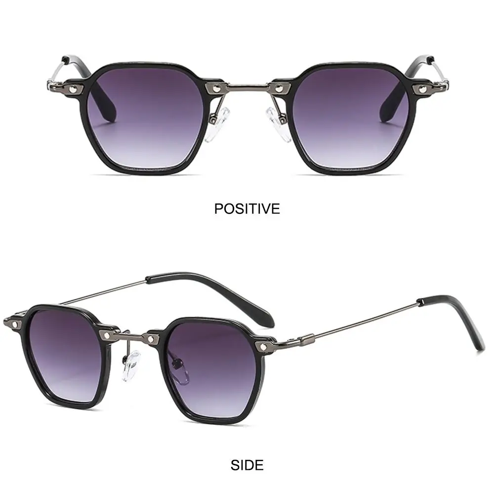 Vintage-Sonnenbrille mit Polygonrahmen, Punk-Sonnenbrille, avantgardistische kleine Sonnenbrille, Ozeanfarbene Hip-Hop-Sonnenbrille für Damen und Herren