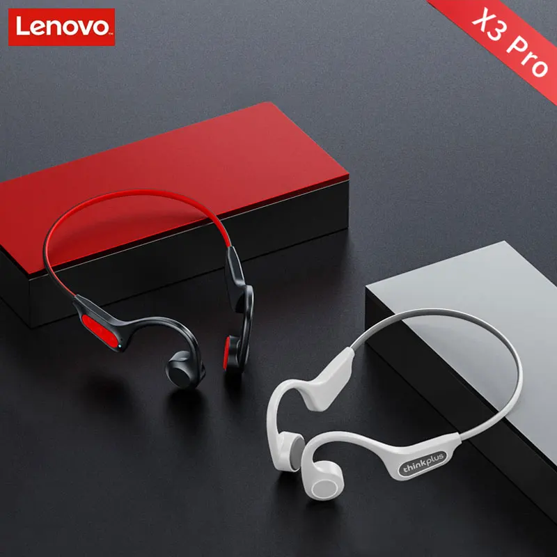 Lenovo X3 Pro Bone Conduction หูฟังบลูทูธ Hifi หูฟังชุดหูฟังไร้สายพร้อมไมโครโฟนหูฟังกันน้ําและ X4 X5 หูฟัง